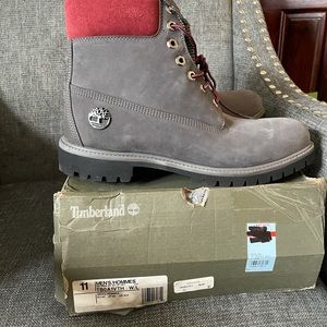 Timberland Men’s Hommes  Premium Dark Grey and Red